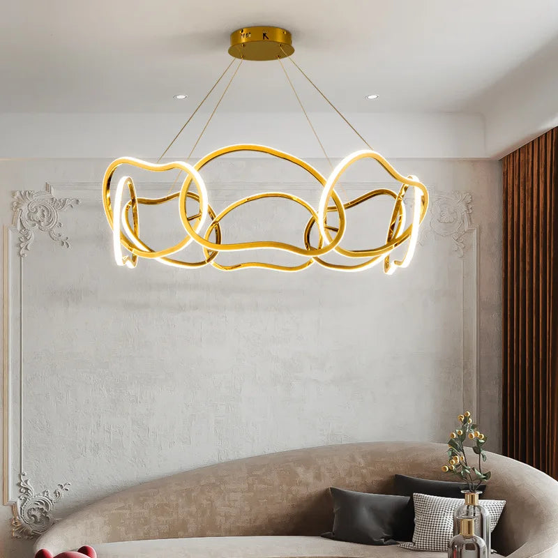 lustre moderne avec lampes led suspendues en silicone