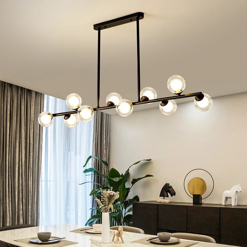 Lustre design boules de verre horizontales