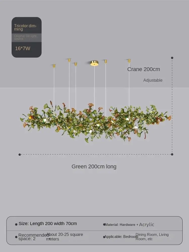 suspension moderne en ginkgo en verre personnalisée pour un éclairage élégant