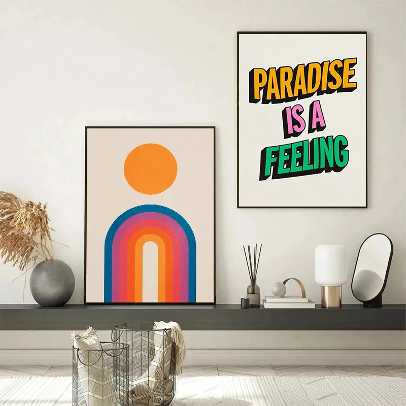 affiches rétro avec citations de fleurs et chien pour décoration artistique