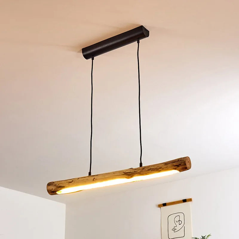 lustre japonais rétro en bois massif pour restaurant