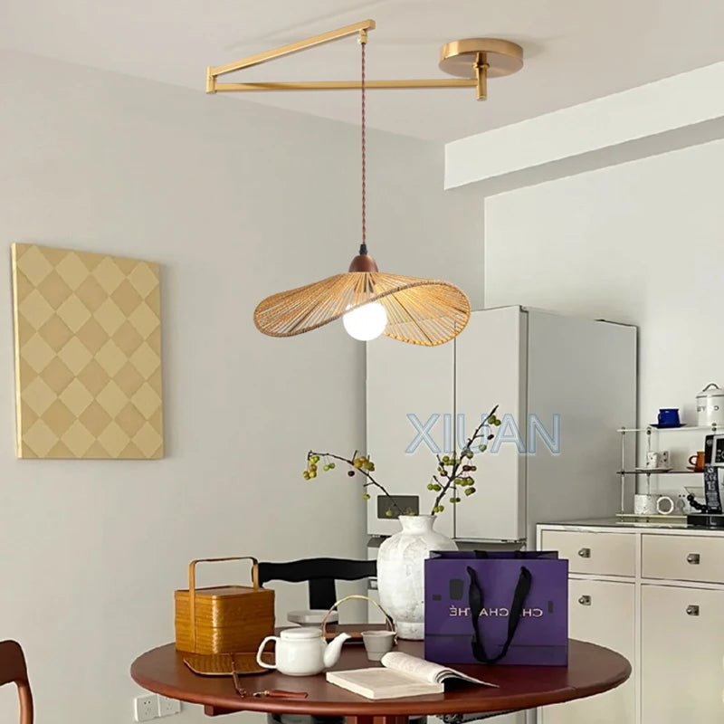 lustre wabi-sabi vintage avec tissu appliqué pliant