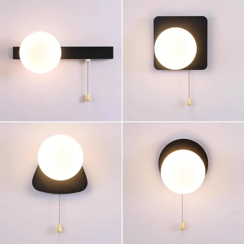 applique murale nordique en verre avec interrupteur éclairage intérieur décoratif