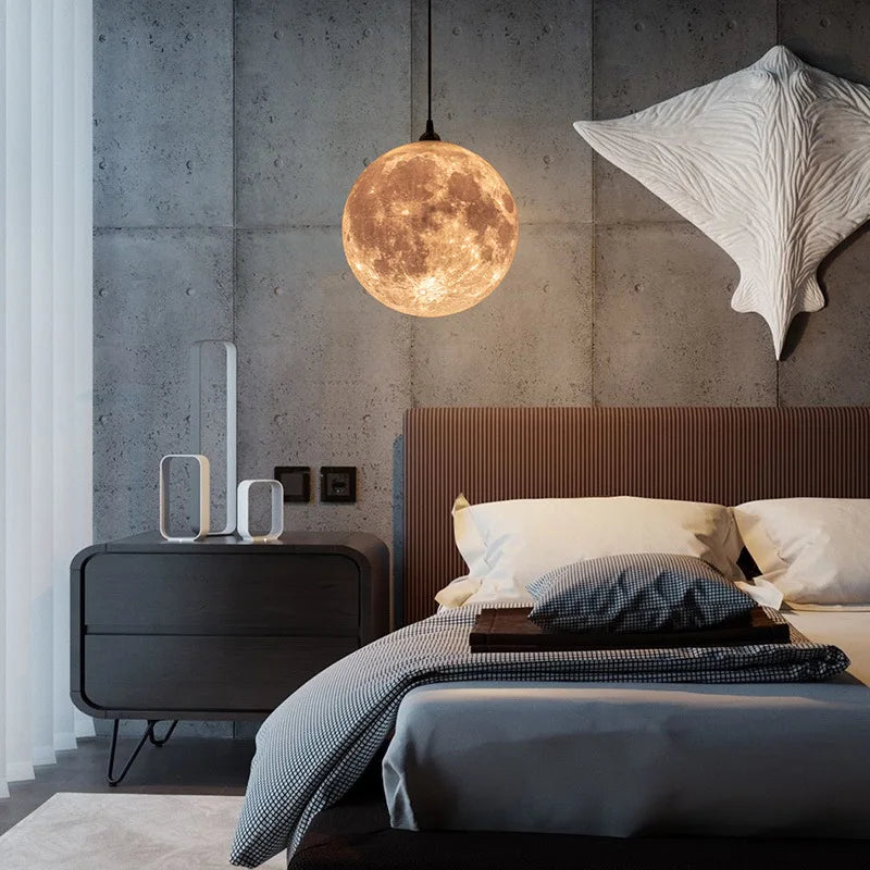 SANDYHA lune atmosphère lustre impression 3D créative enfants chambre lampe Restaurant Bar suspension luminaires