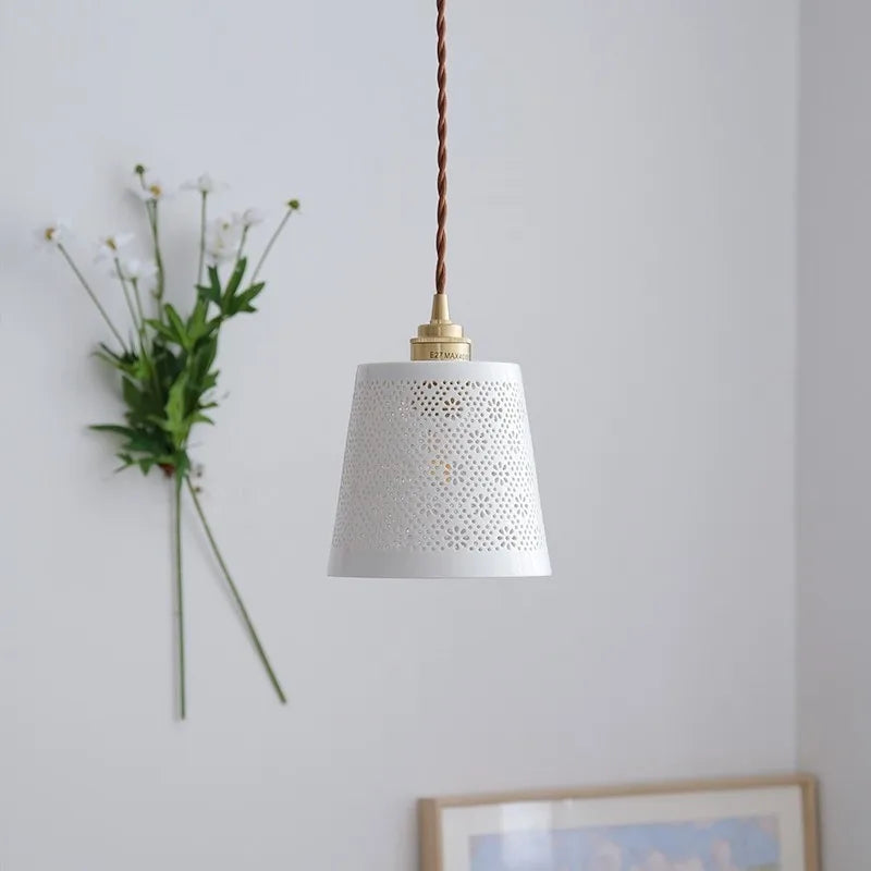 suspension LED design nordique moderne en cuivre et céramique