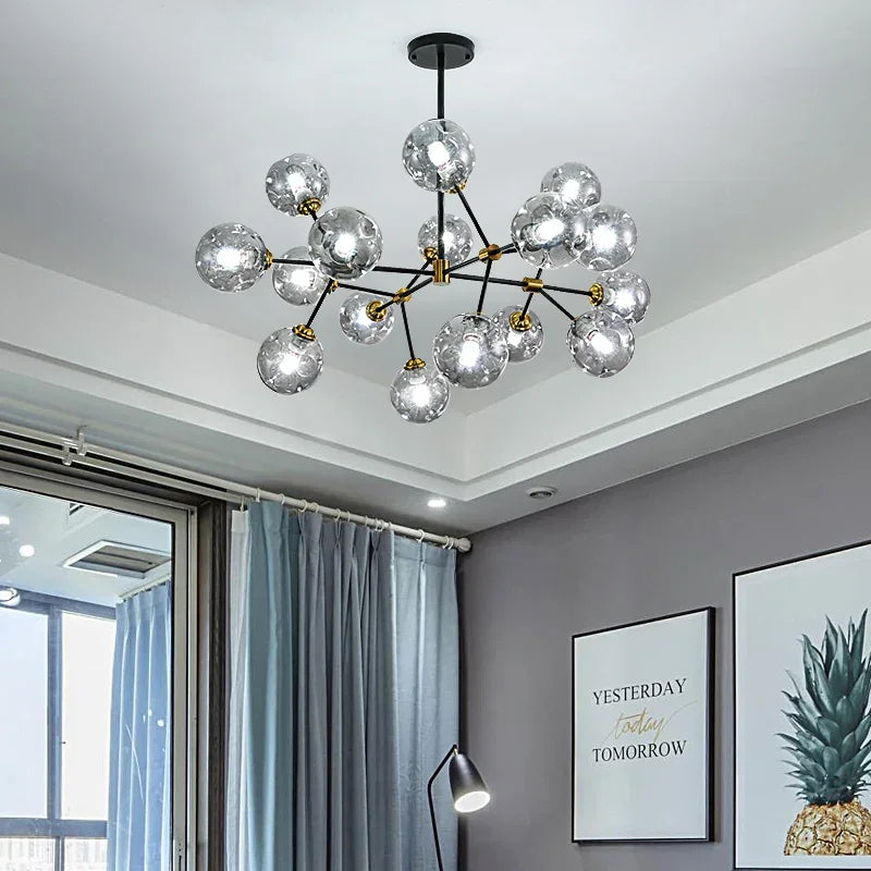 lustre suspendu design en verre pour décoration intérieure