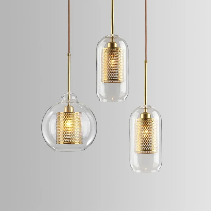 Suspension moderne nordique abat-jour en verre décoratif
