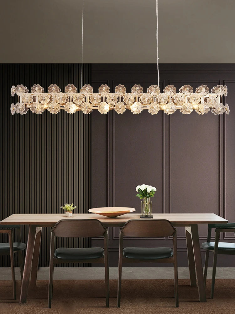 lustre postmoderne nordique de luxe en verre créatif en forme de fleur