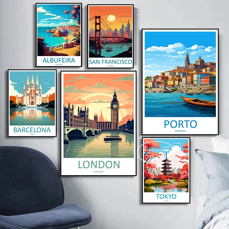 affiche voyage toile new york rome tokyo venise décoration murale