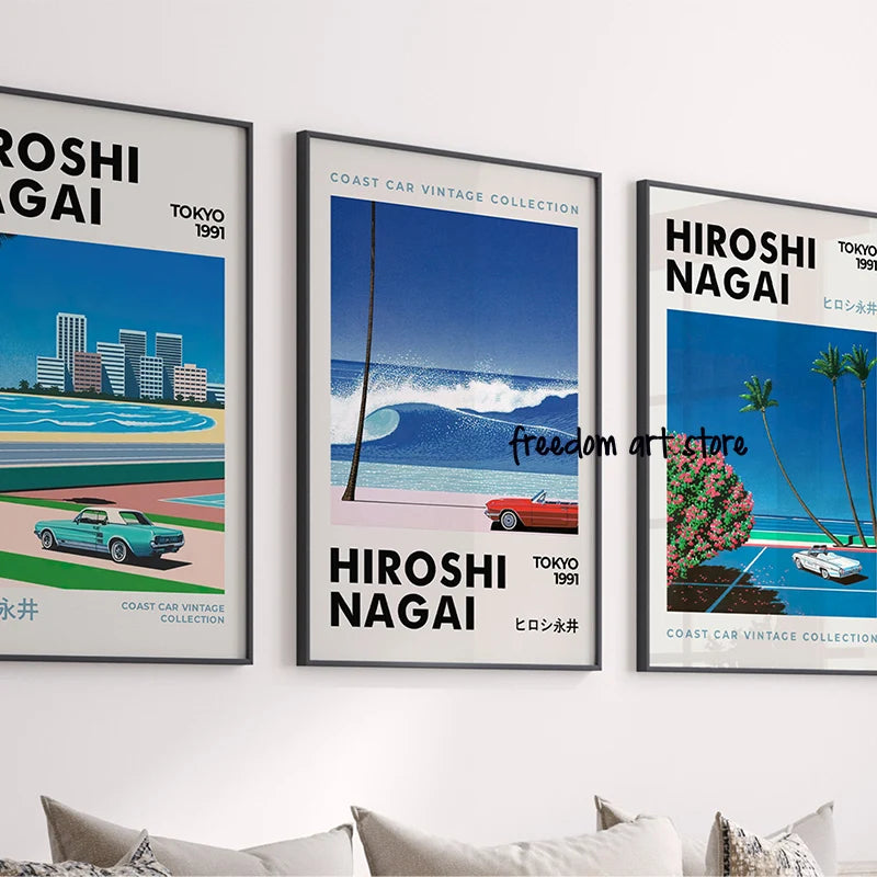 affiches d'art vintage japonaises années 80 par hiroshi nagai