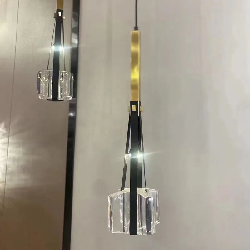 lampe suspendue en résine et cuir artificiel style réglable en hauteur