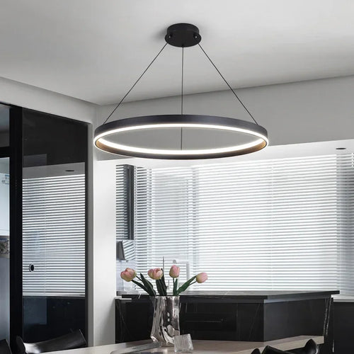 lustre led minimaliste moderne anneau rond suspension décoratif