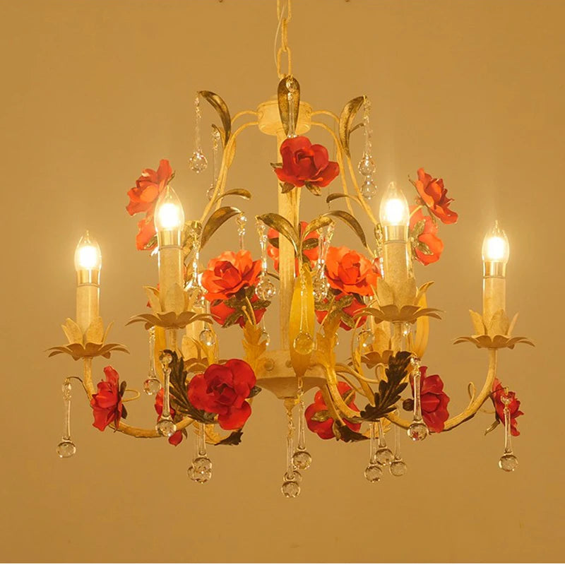 Lustre à fleur avec ampoules bougies