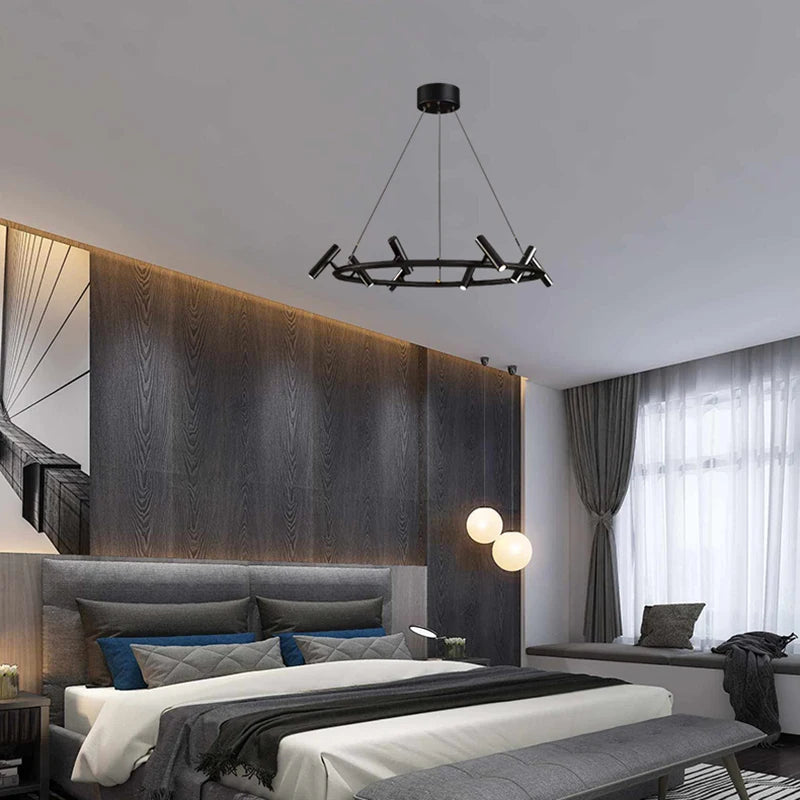 lustre minimaliste en métal avec hauteur réglable pour divers espaces
