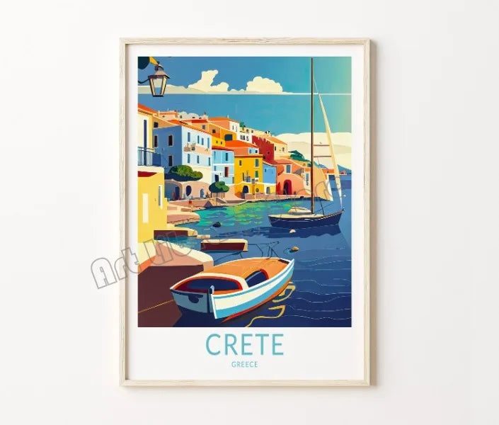 affiche rétro sur toile île de santorin art mural décoratif