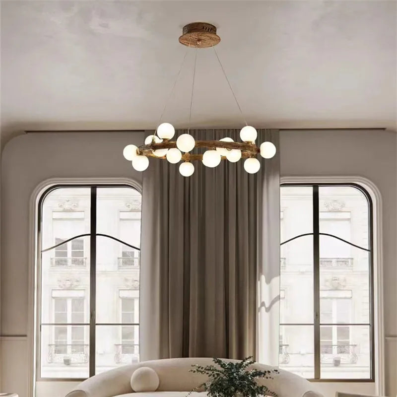 suspension nordique en bois anneau de personnalité laiteux