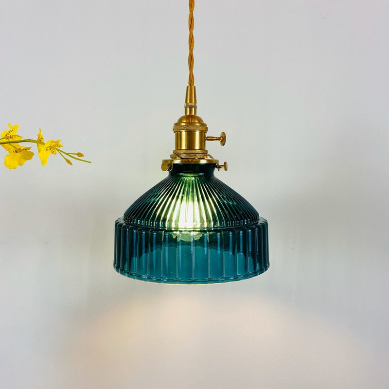 Suspension avec abat-jour en verre rétro Casbelle