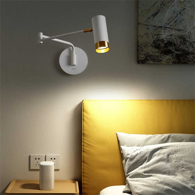 applique murale led moderne pivotante avec interrupteur flexible