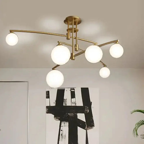 lustre moderne nordique en verre avec luminaire suspendu en fer