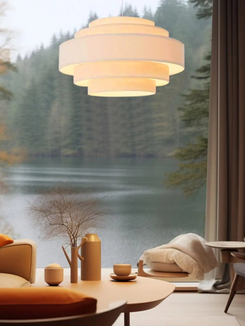 lustre à led en tissu style wabi sabi pour décoration intérieure