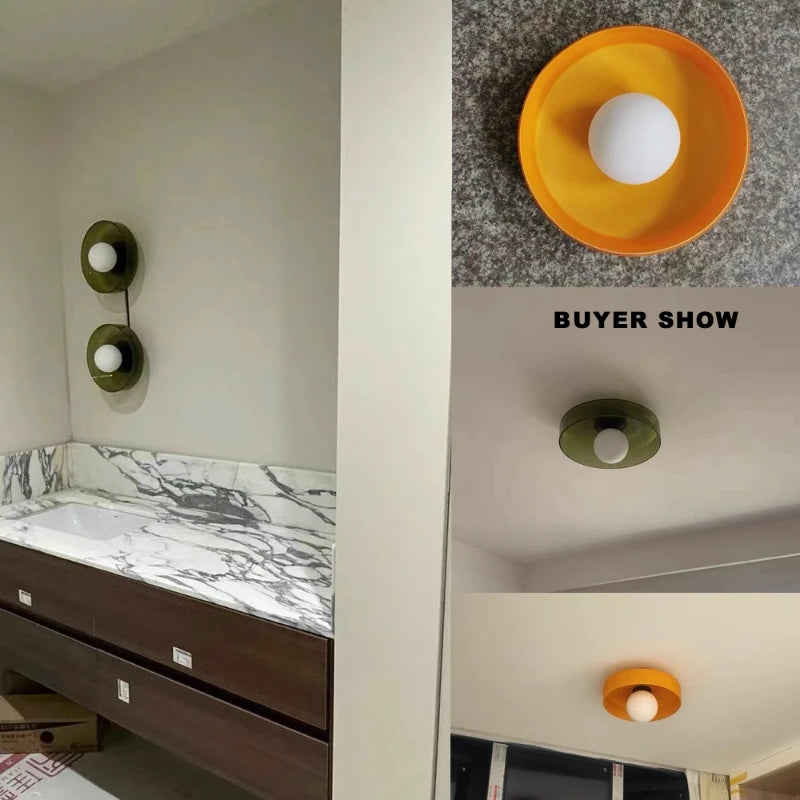applique murale verre italien blanc vert orange