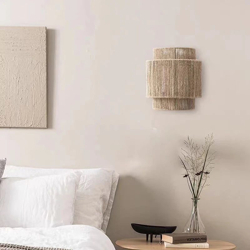 applique murale en corde de chanvre pour hôtel art déco créative