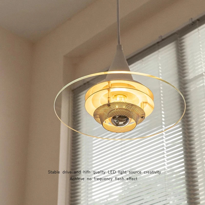 lustre bauhaus en verre clair suspendu pour restaurant