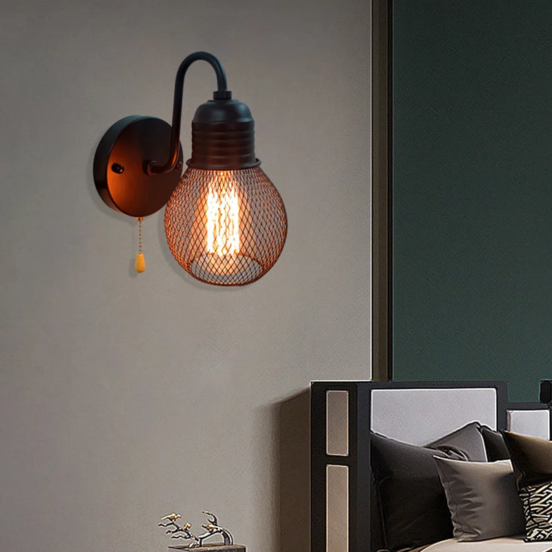 applique murale rétro loft avec interrupteur pour décoration intérieure