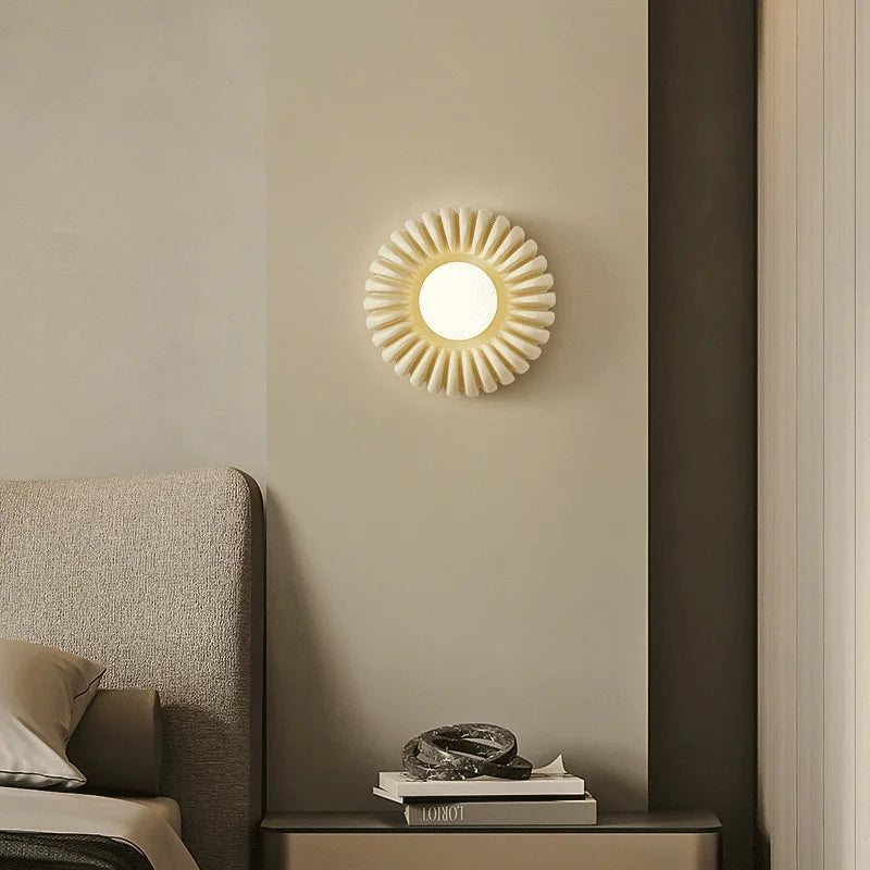 applique murale ronde rétro haut de gamme en verre blanc