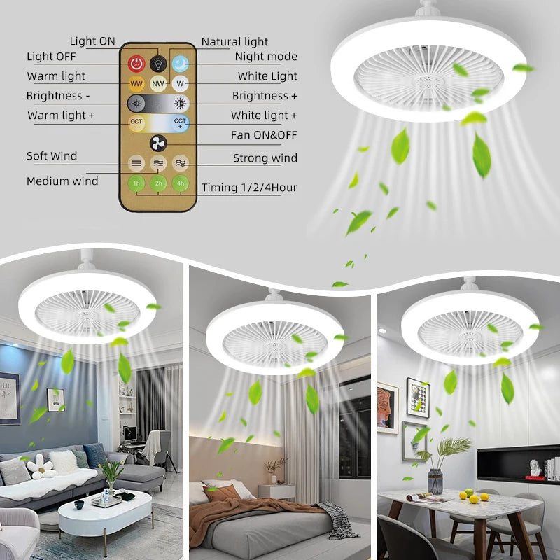 Fan Luster Silent Ceiling Fan Light with Remote Lamp E27 Control Bedroom Living, Home Lighting Source, Ac85-265v Ceiling Fan