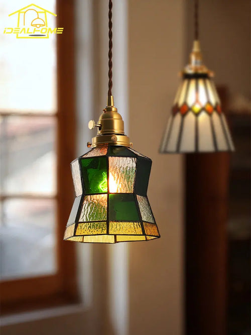 suspension vintage japonaise en bois et laiton pour décoration intérieure