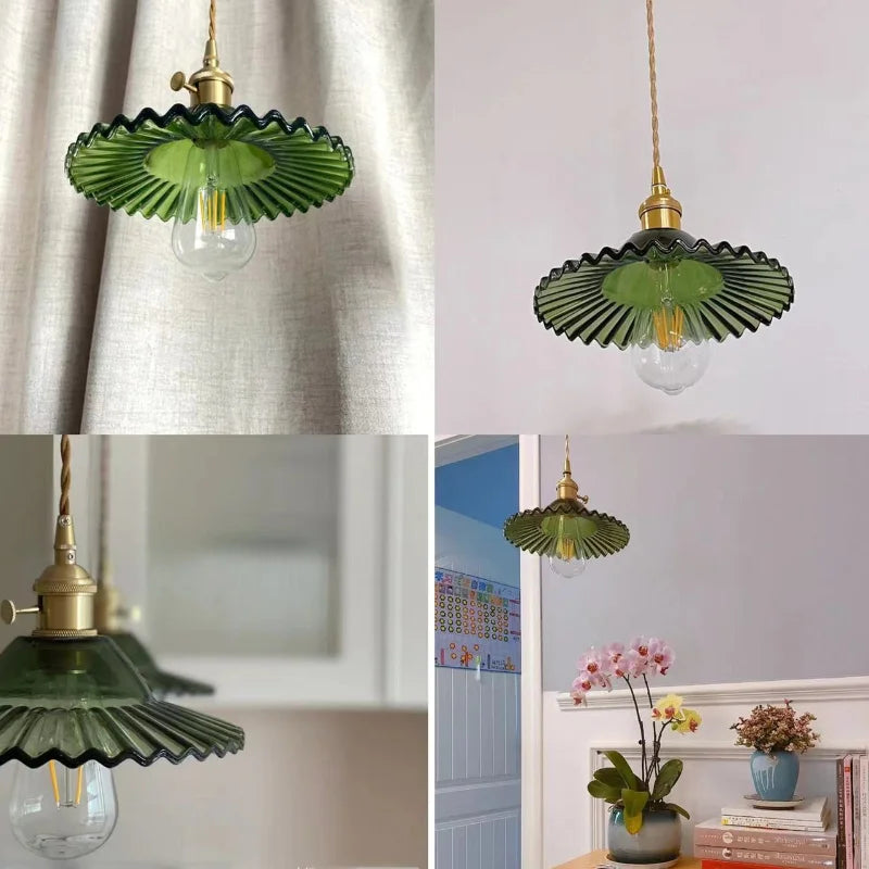 Suspension fleur en verre coloré moderne