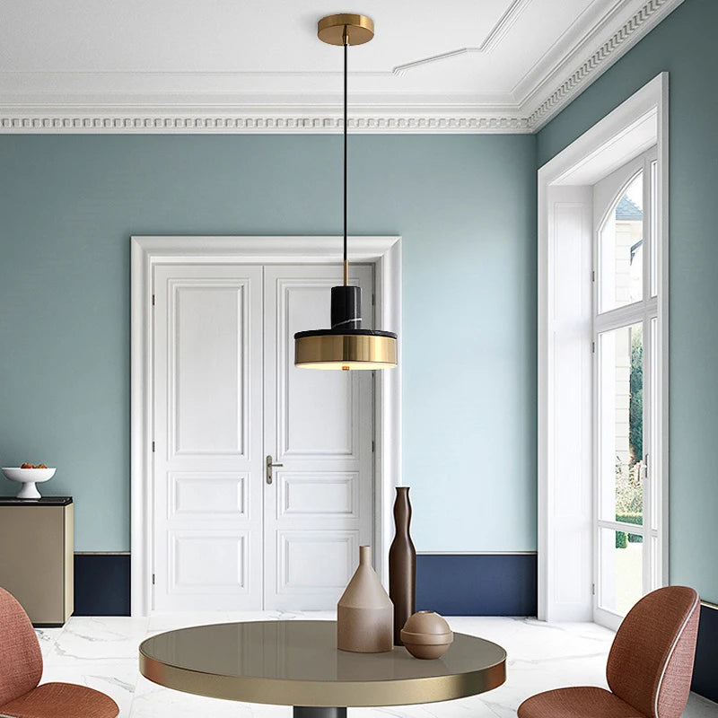 suspension LED en marbre naturel style scandinave rétro nordique