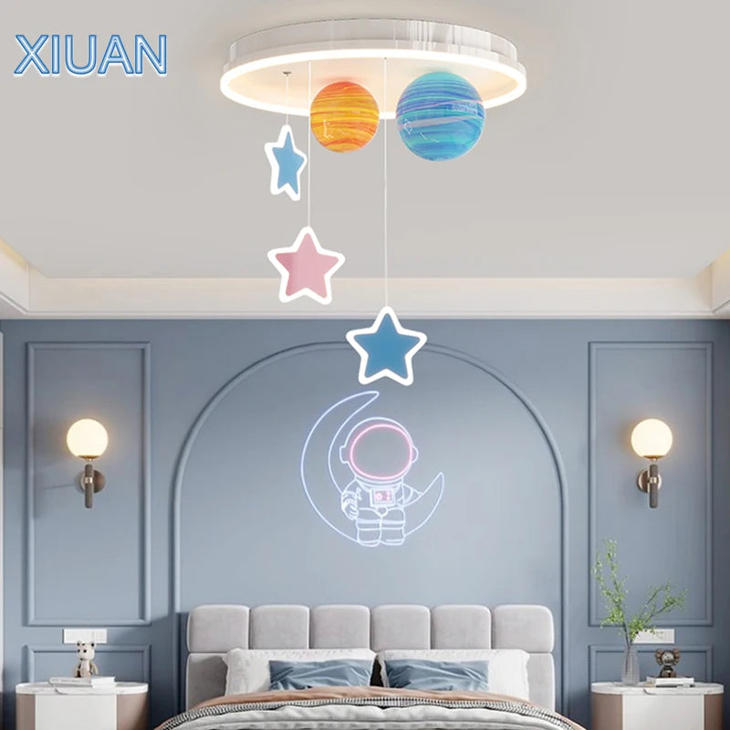 lustre créatif pour école maternelle en verre coloré planète univers étoile