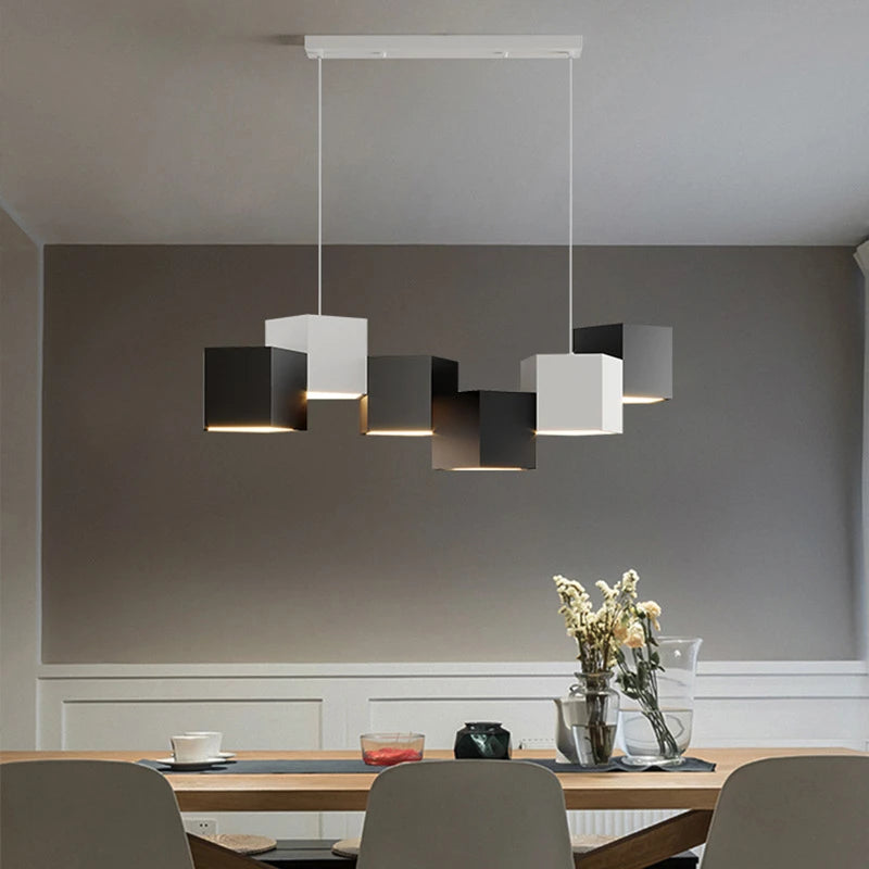 lustre moderne simple style nordique créatif prisme hexagonal éclairage intérieur