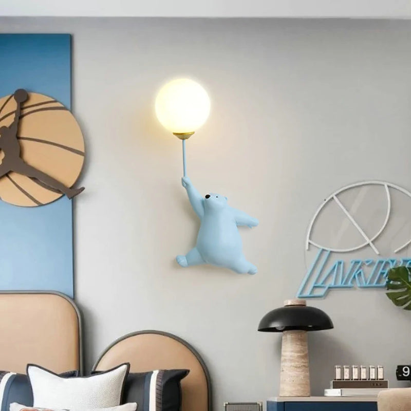 SANDYHA ours applique murale LED lampe chambre d'enfants lune boule lumières enfants fille chambre chevet décor à la maison couloir pépinière appliques