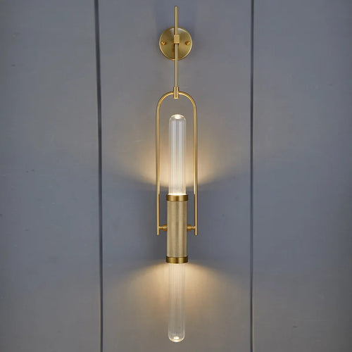 applique murale art déco en verre transparent et métal doré pour éclairage domestique