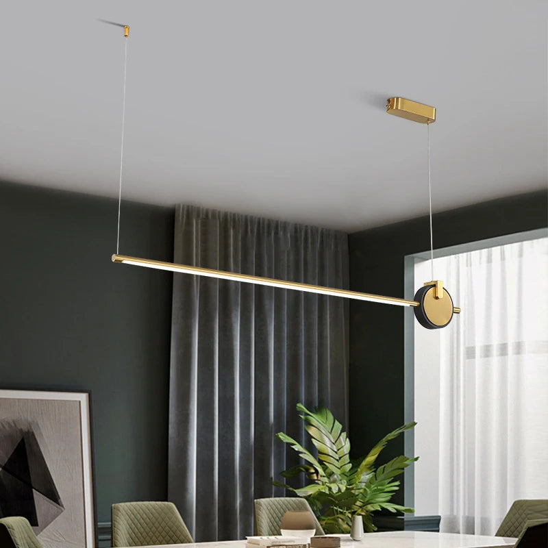 luminaire suspendu nordique simple longue bande déco maison