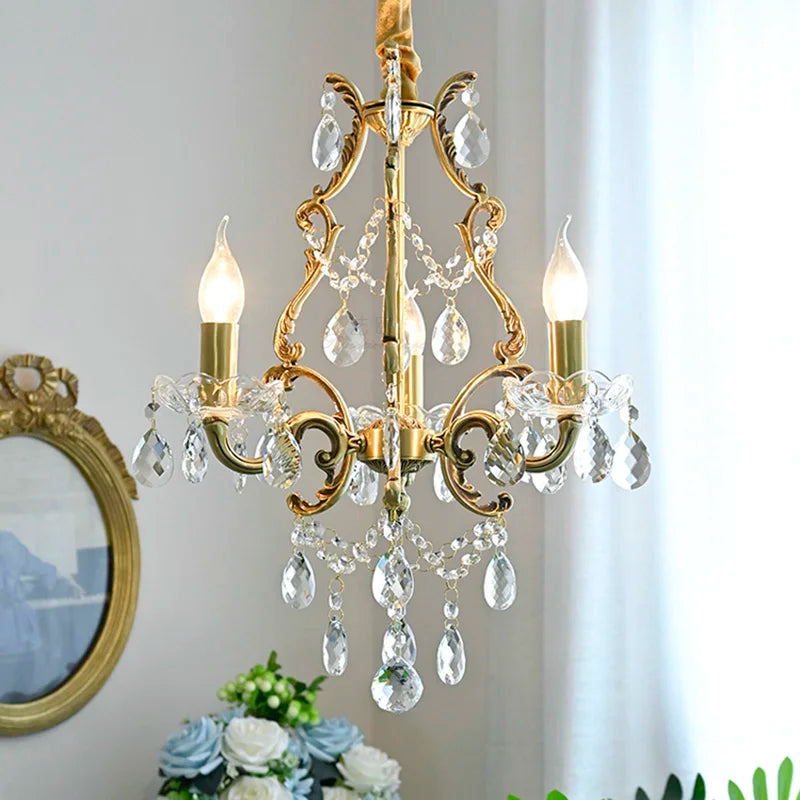 lustre rétro élégant avec perles de cristal loft décor