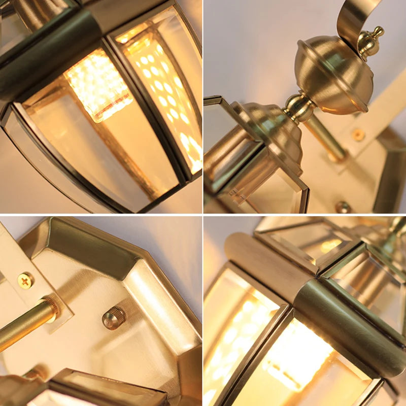 Applique extérieure Villa couloir or cuivre rétro luxe jardin extérieur mur jardin passerelle Simple balcon porte terrasse lampe