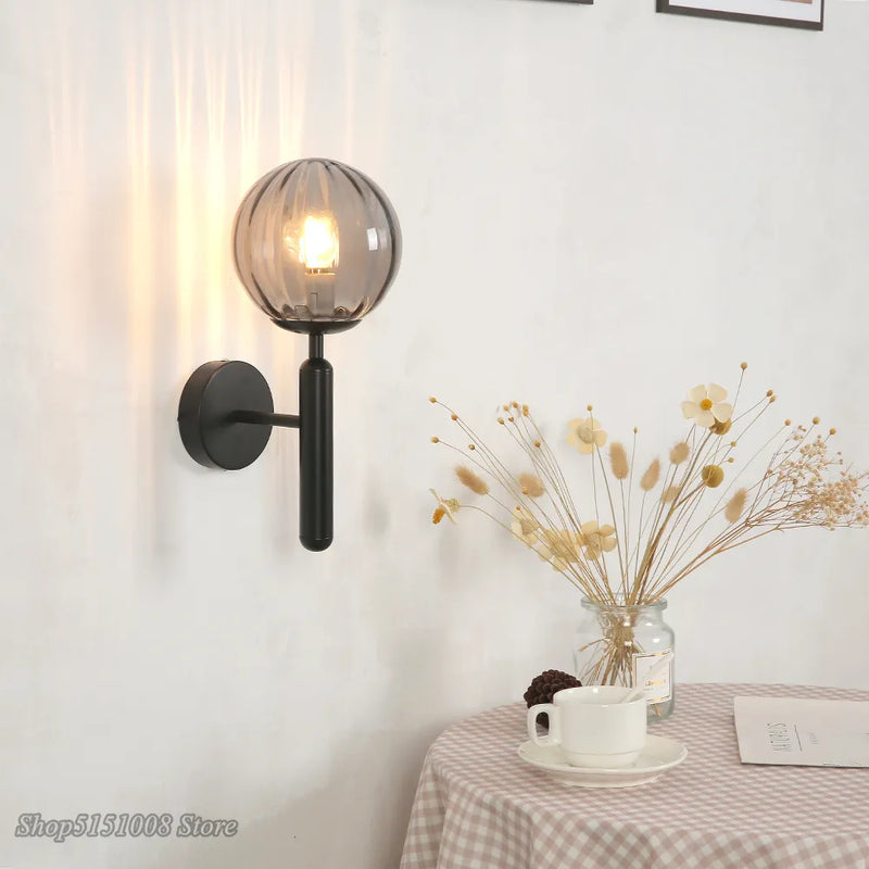Applique nordique chambre moderne à côté de boule de verre applique murale LED luminaire applique éclairage salle de bain miroir escalier lumière Luminaria