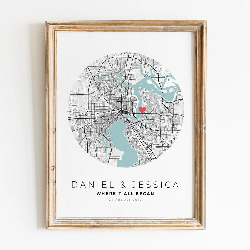 carte de ville personnalisée cadeau de saint-valentin pour lui