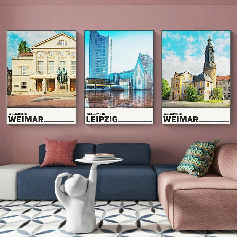 affiche de villes allemandes pour décoration artistique murale