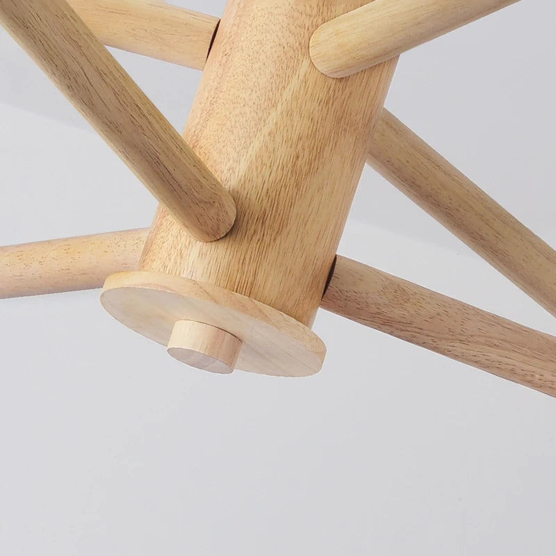 plafonnier en bois avec abat-jour boule de verre design moderne