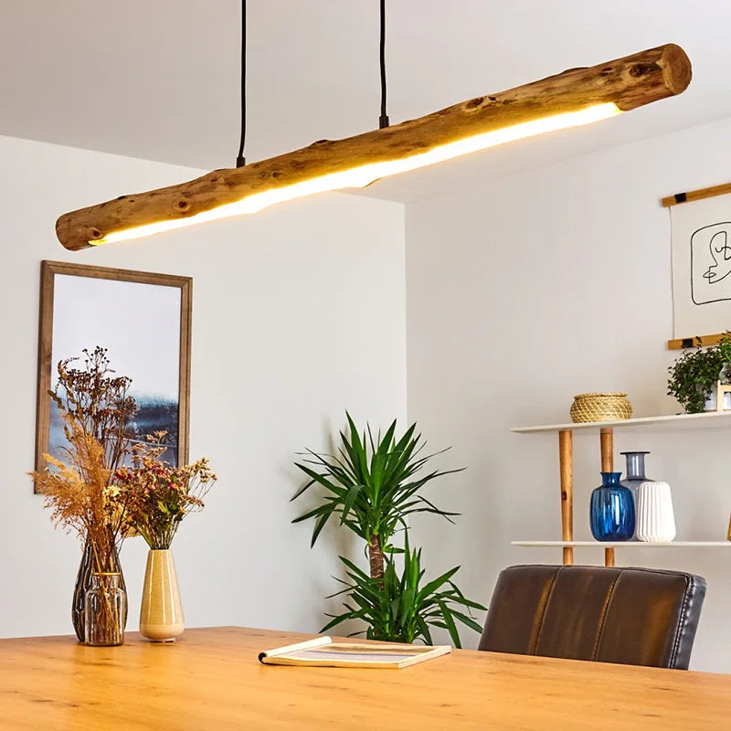 lustre japonais rétro en bois massif pour restaurant