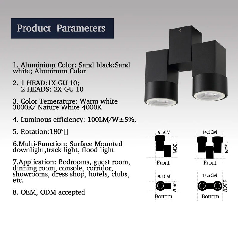 Spot moderne avec double LED en aluminium blanc