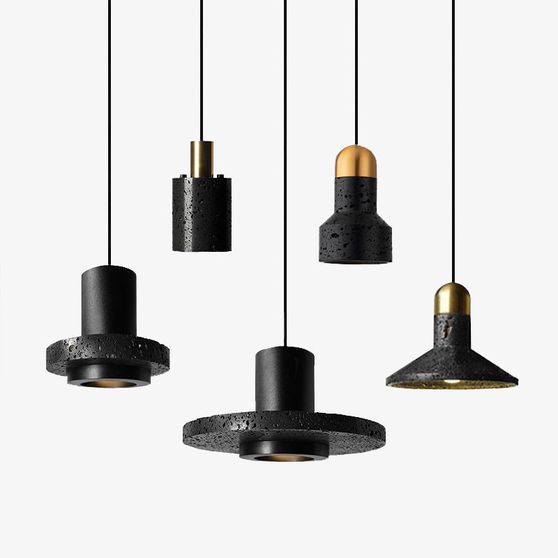 Suspension industrielle noir et doré Terrazzo