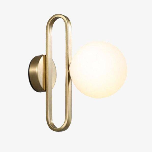 Applique murale design à LED avec anneau doré et boule en verre Sconce