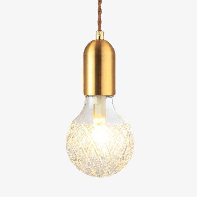 Suspension design LED dorée avec abat-jour en verre cristal Loft
