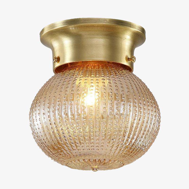 Plafonnier design à LED en métal et verre ambré